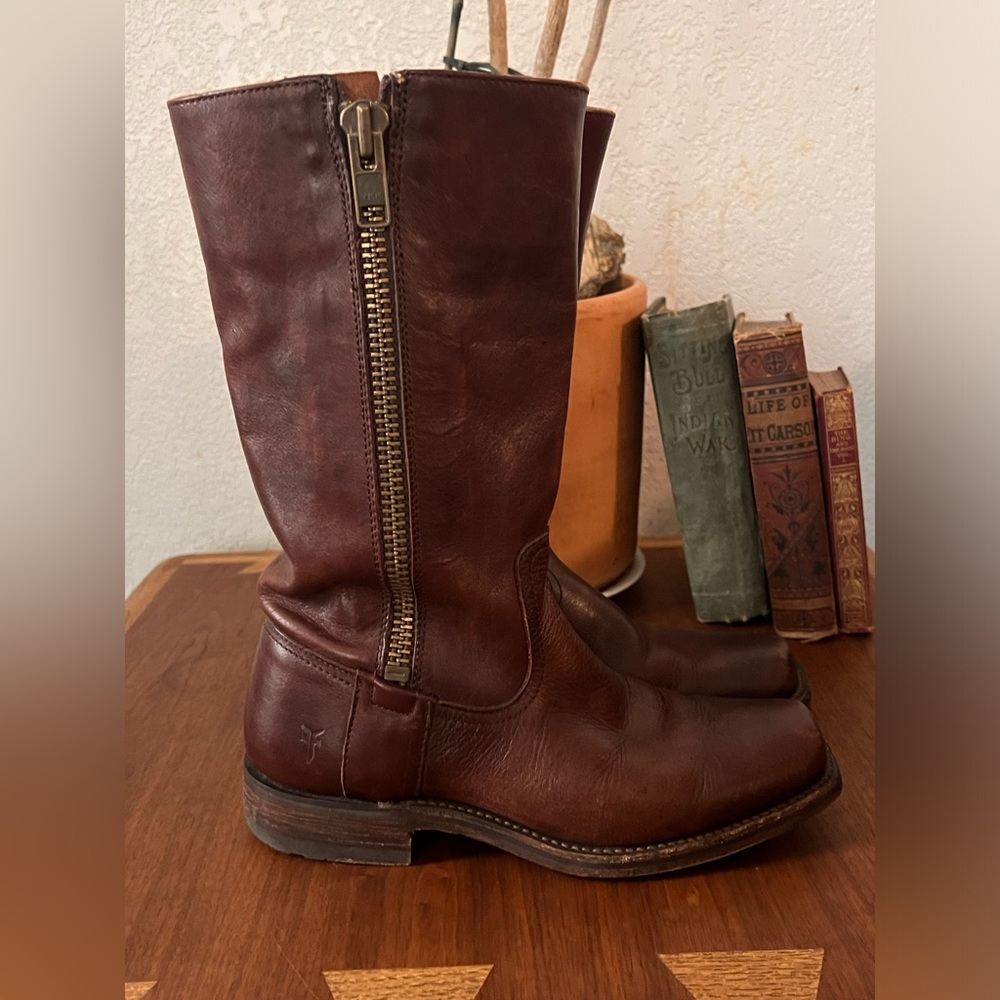 Frye Brown Leather Heeled Boots - Picture 2 of 5